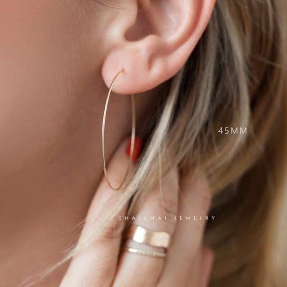 35mm 925 Sterling silver round beading hoop earring wire ear wire earwire - Picture 6 of 7